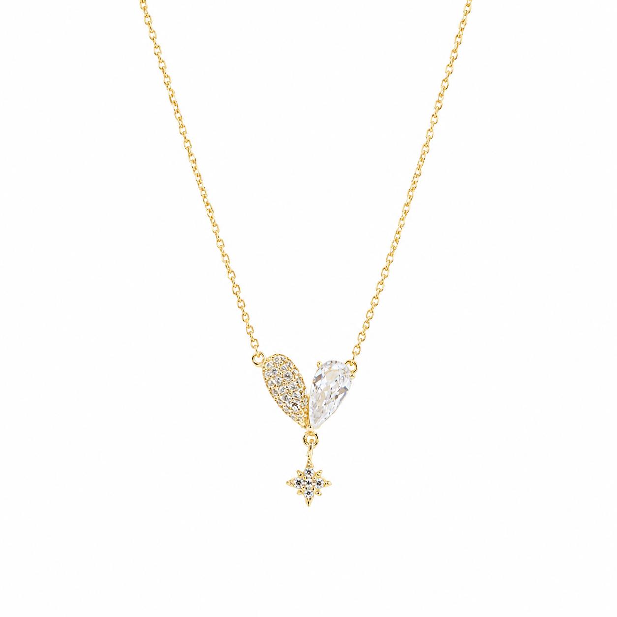 Ulysses Silver Necklace in Gold-Plated Silver 925 with Zircon 45cm