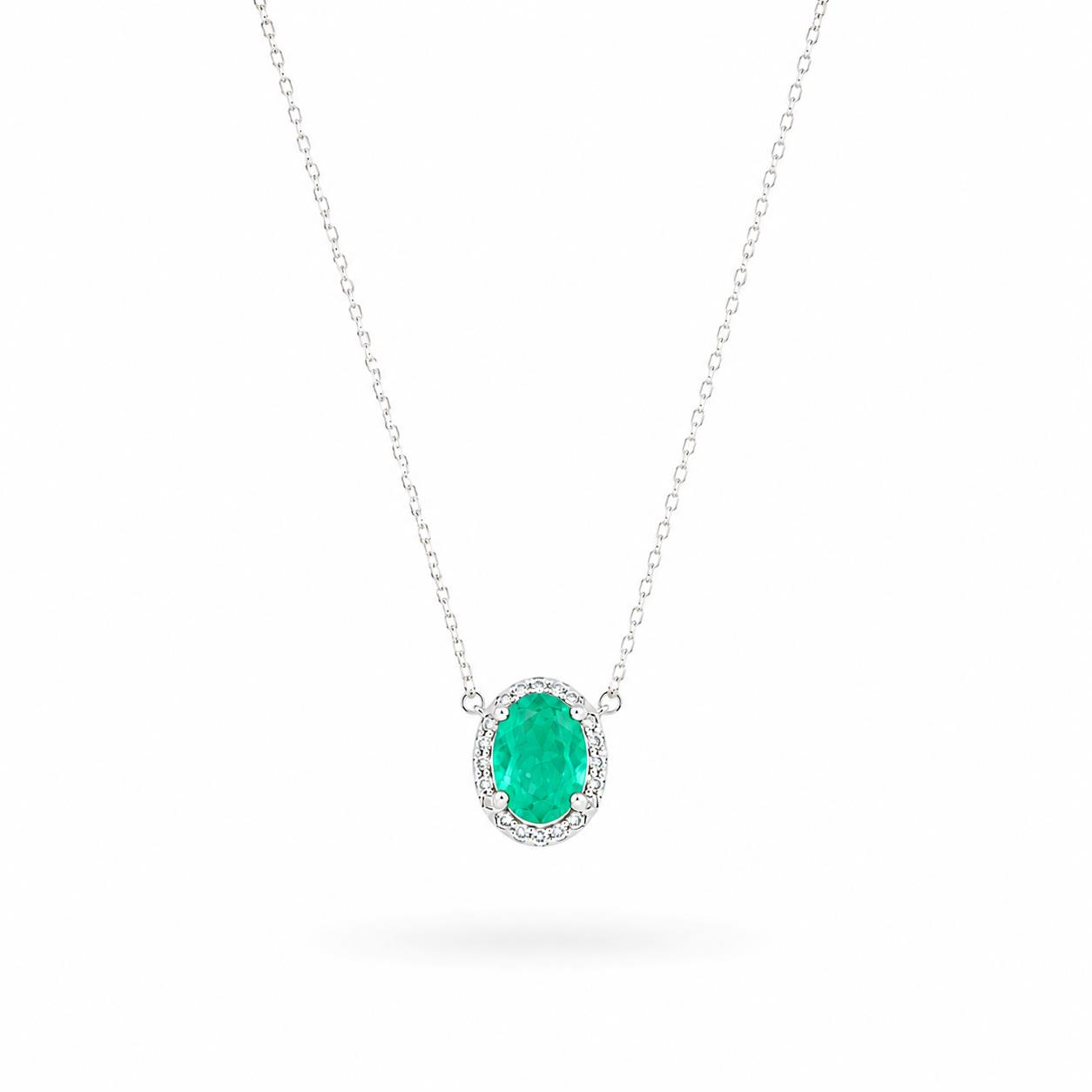 Ulysses Silver Necklace in Silver 925 with Green Zircon 44cm
