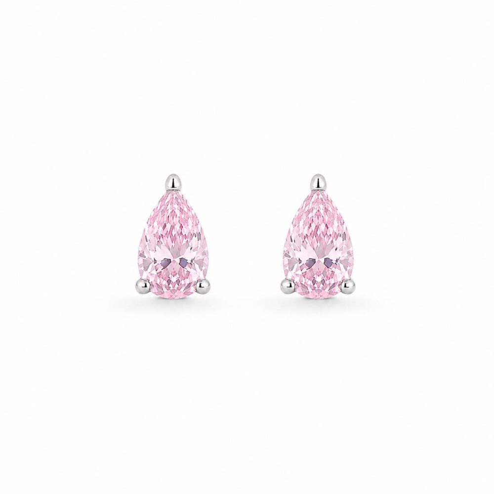 Earrings in Silver 925 with Pink Zircon 1cm