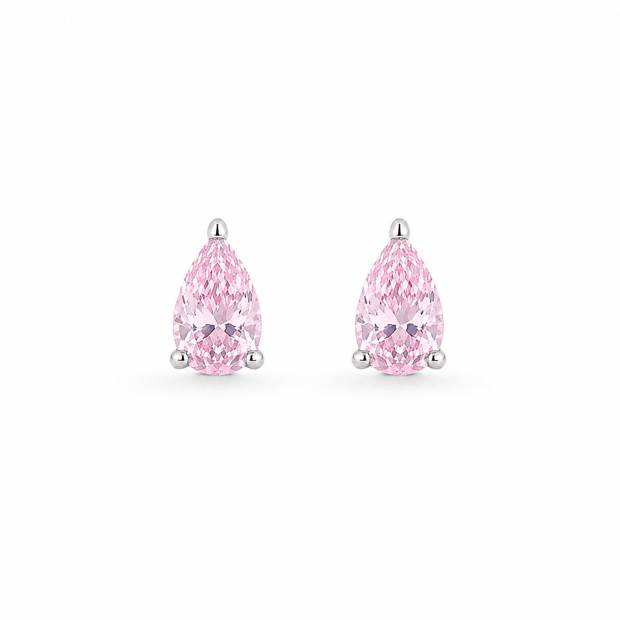 Earrings in Silver 925 with Pink Zircon 1cm
