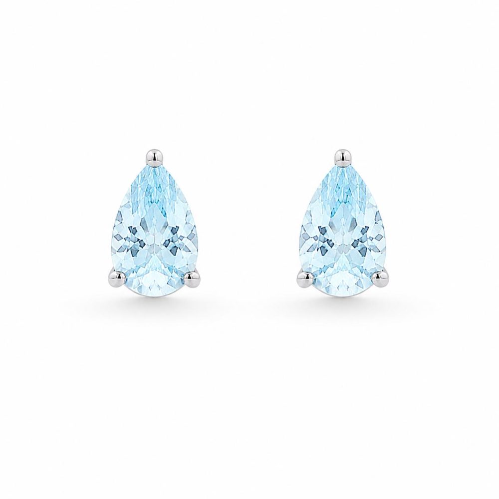 Earrings in Silver 925 with Light Blue Zircon 1cm