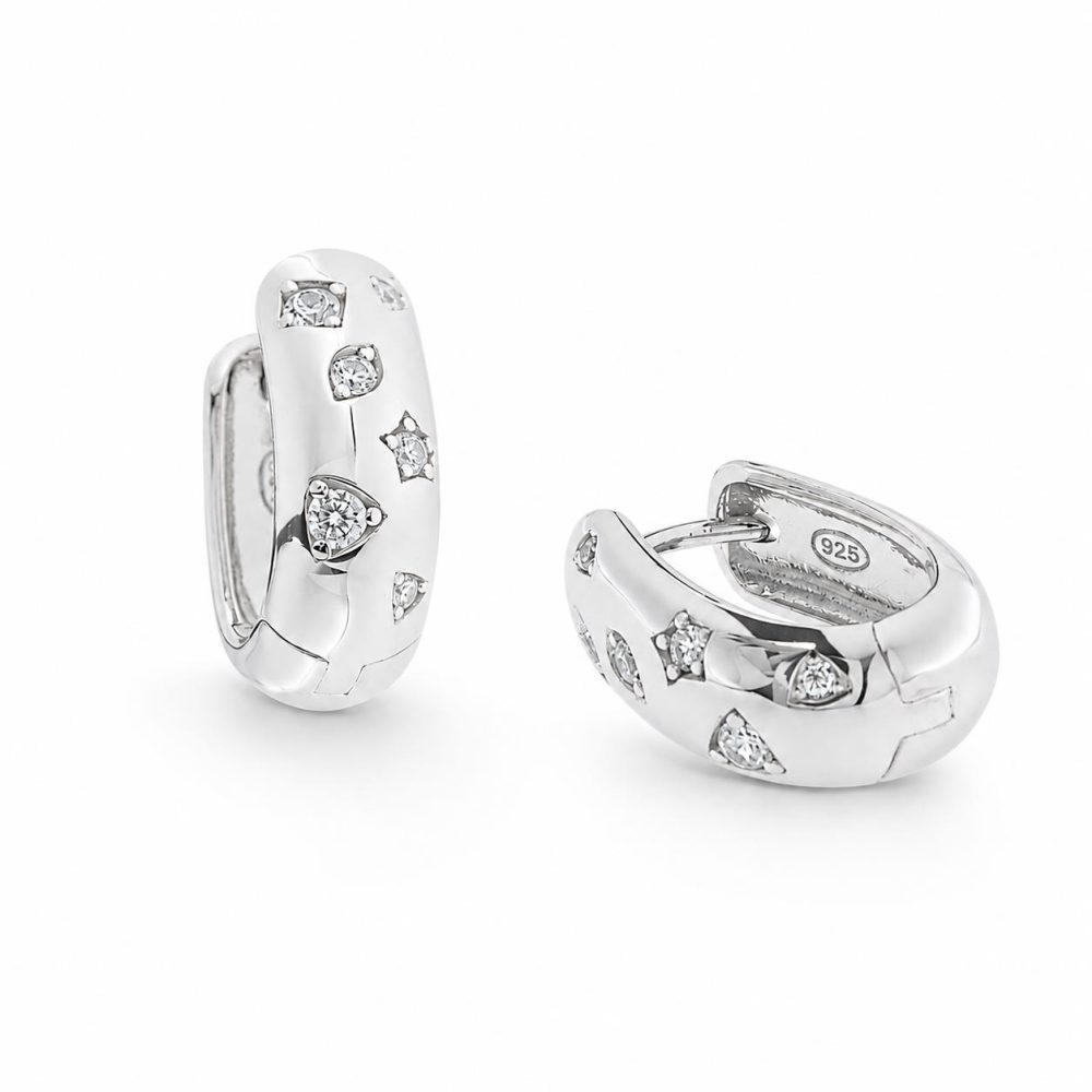 Earrings in Silver 925 with Zircon 1.5cm