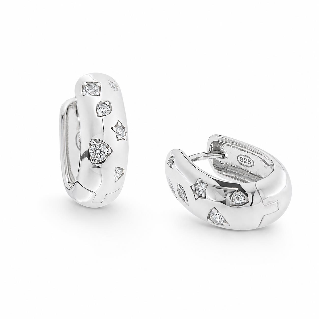 Earrings in Silver 925 with Zircon 1.5cm