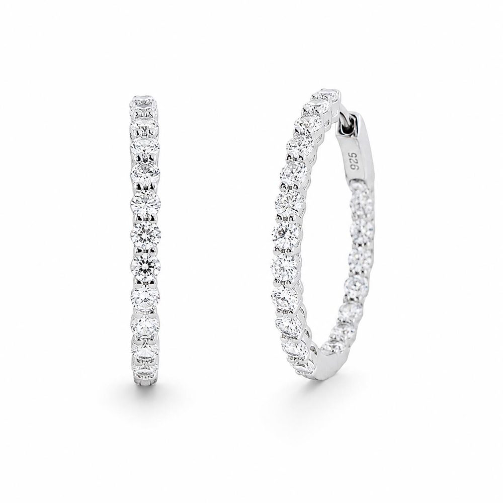 Earrings in Silver 925 with Zircon 3cm