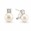 Earrings in Silver 925 with Zircon and Pearl 2cm