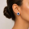 Earrings in Silver 925 with White and Blue Zircon 1.5cm Earrings in Silver 925 with White and Blue Zircon 1.5cm