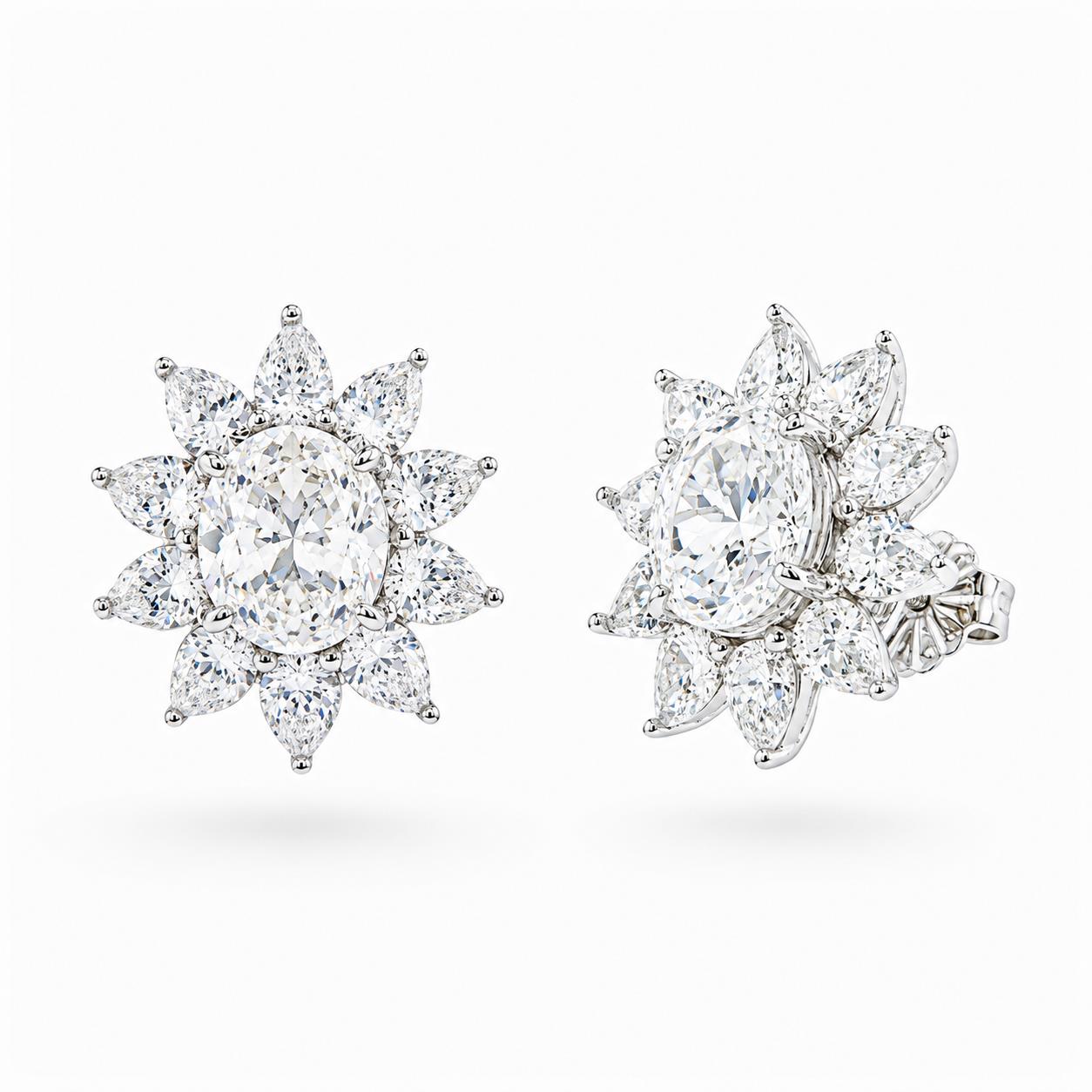 Earrings in Silver 925 with White Zircon 1.5cm