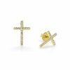 Earrings in Gold-Plated 925 Sterling Silver with Zircon 1 cm