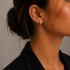 Earrings in Gold-Plated 925 Sterling Silver with Zircon 1 cm