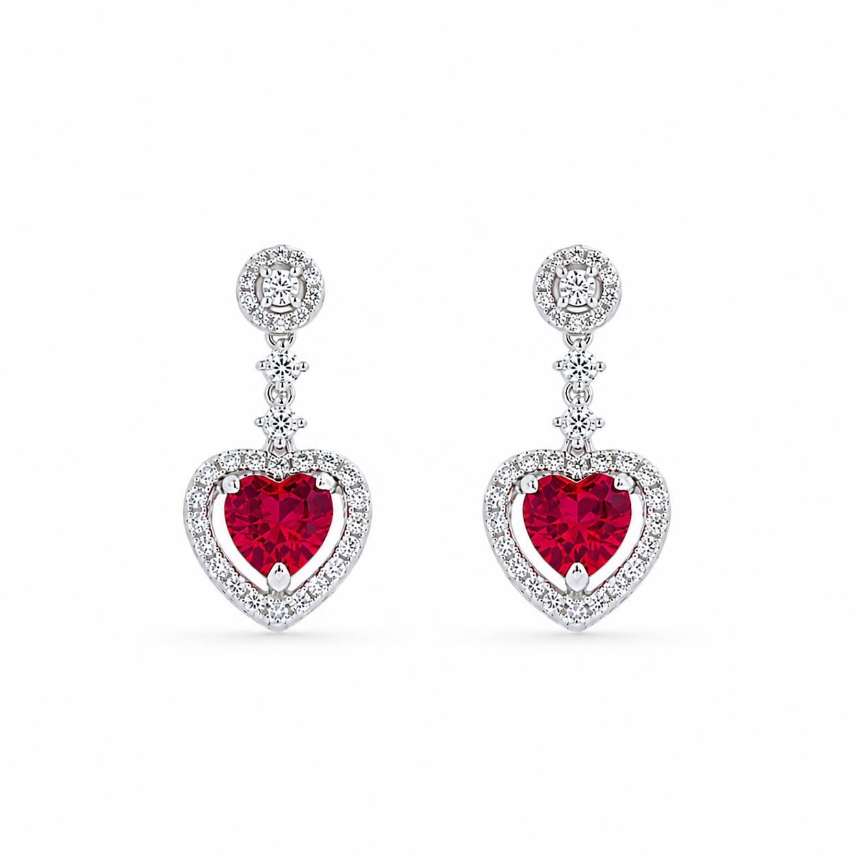 Earrings in Silver 925 with White and Red Zircon 2cm Earrings in Silver 925 with White and Red Zircon 2cm
