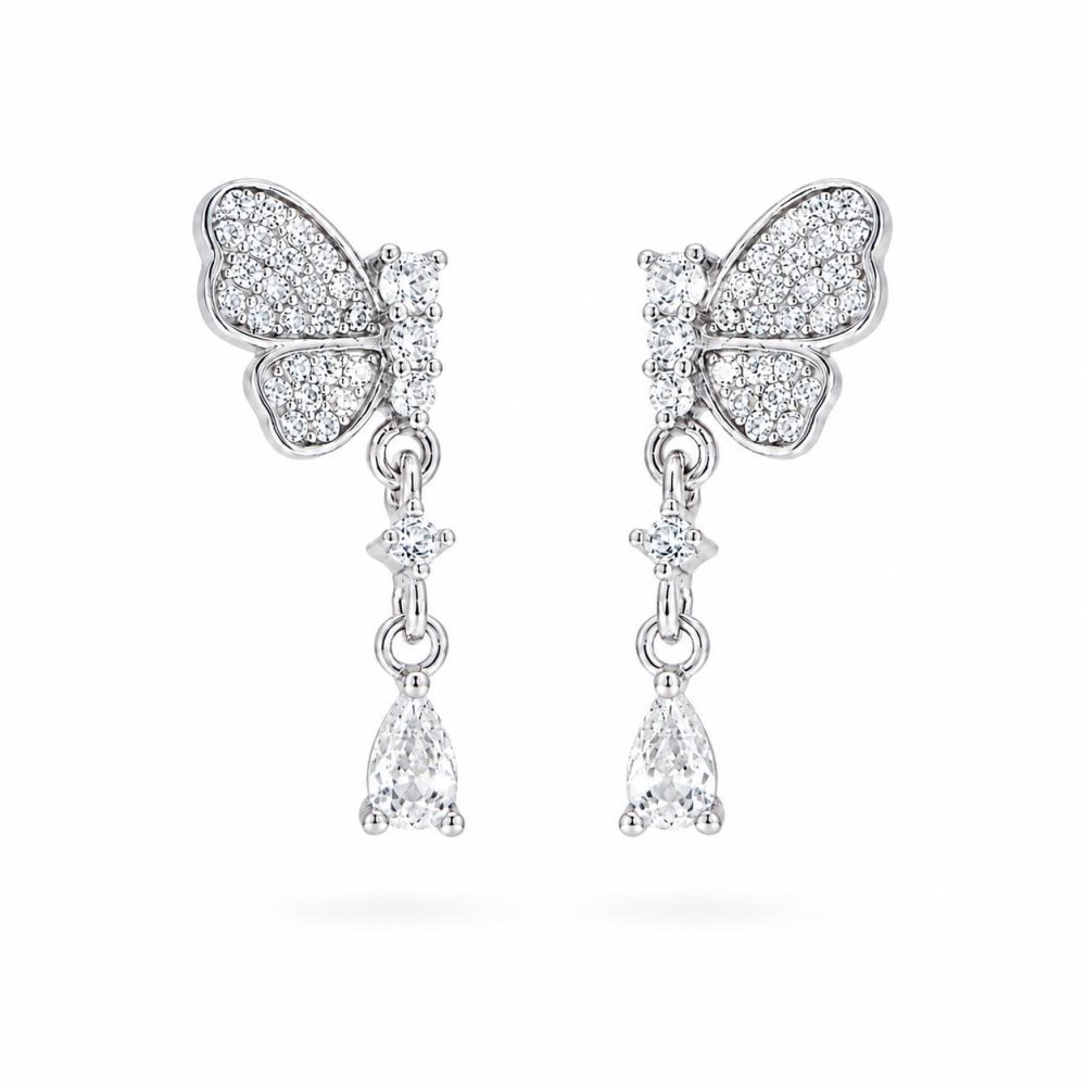 серьги из серебра 925 пробы с цирконом 2.5cm