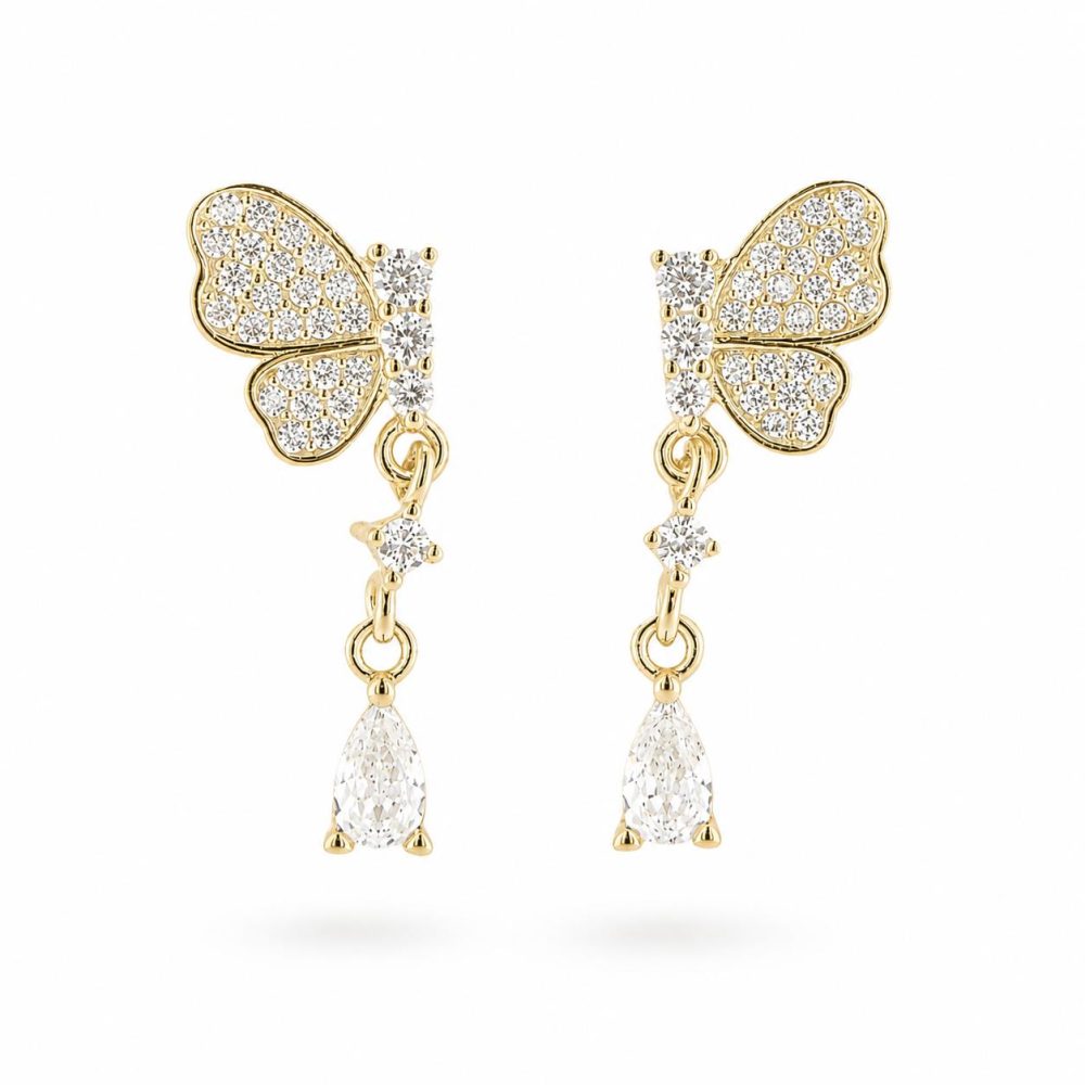 Εarrings in Gold-Plated 925 Sterling Silver with Zircon 2.5 cm