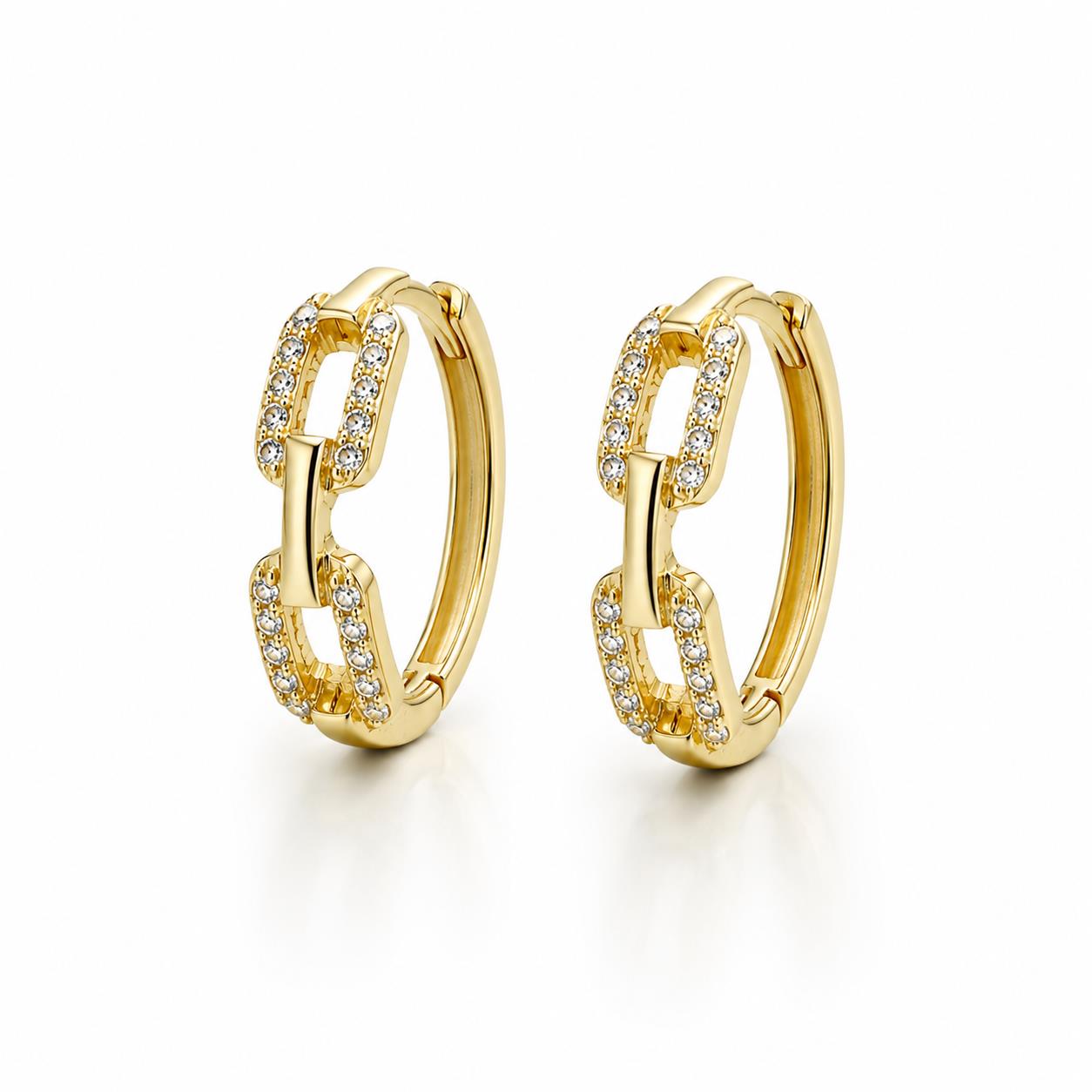 Earrings in Gold-Plated 925 Sterling Silver with Zircon 1 cm
