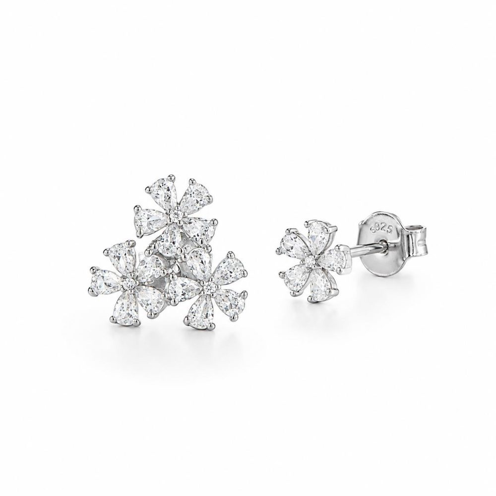 серьги из серебра 925 пробы с цирконом 1.5cm