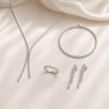 Set (Necklace, Bracelet, Ring, Earrings) in Silver 925 with Zircon