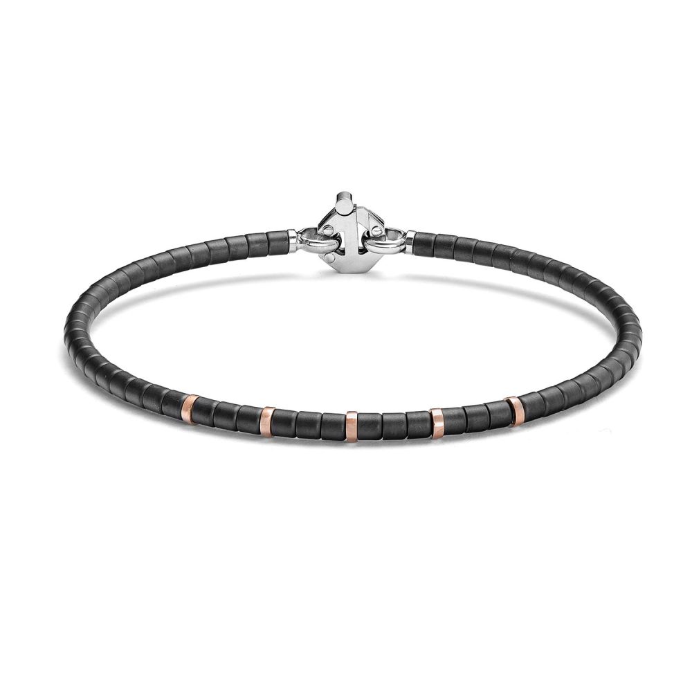 Cyborg Ceramic Bracelet in 18k Rose Gold with Stainless Steel, Titanium, Black Ceramic and Diamonds