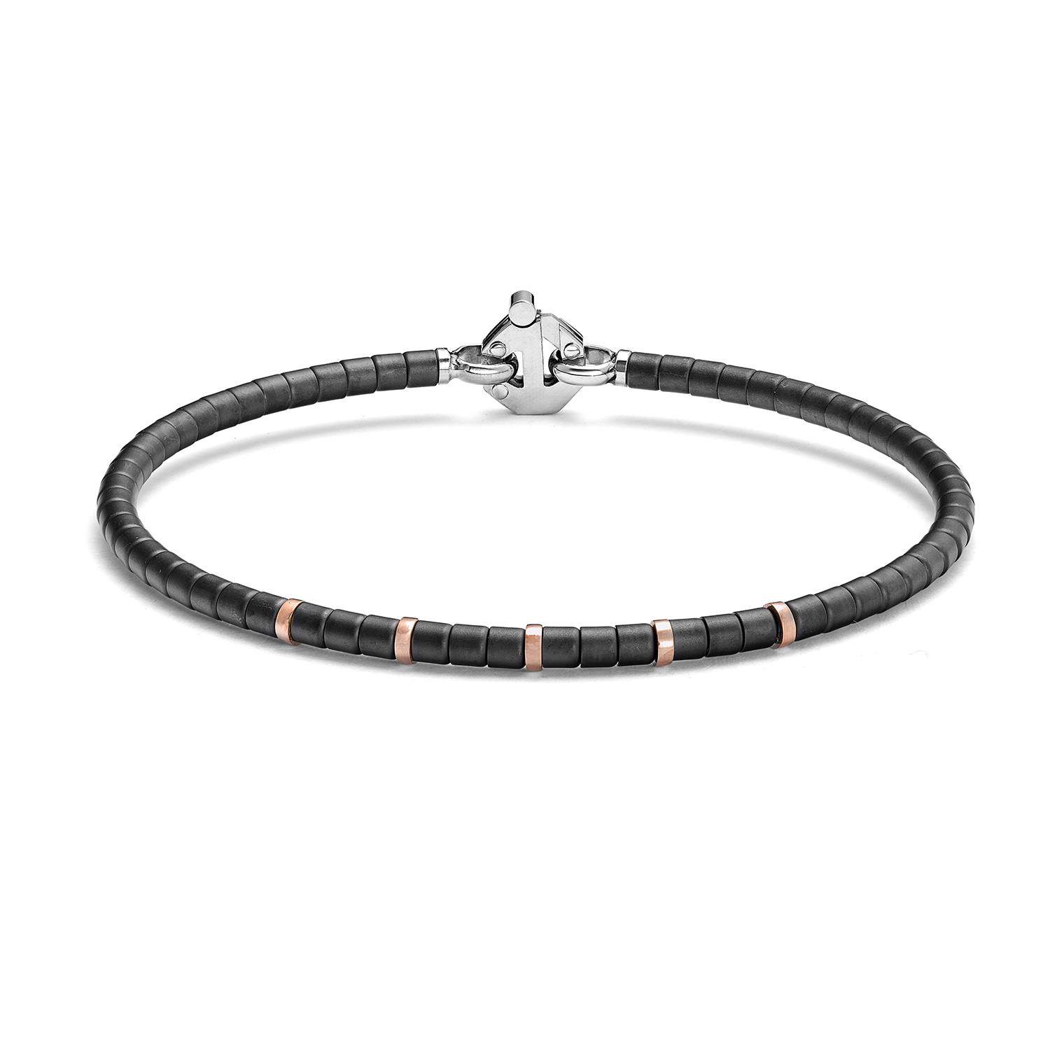 Cyborg Ceramic Bracelet in 18k Rose Gold with Stainless Steel, Titanium, Black Ceramic and Diamonds