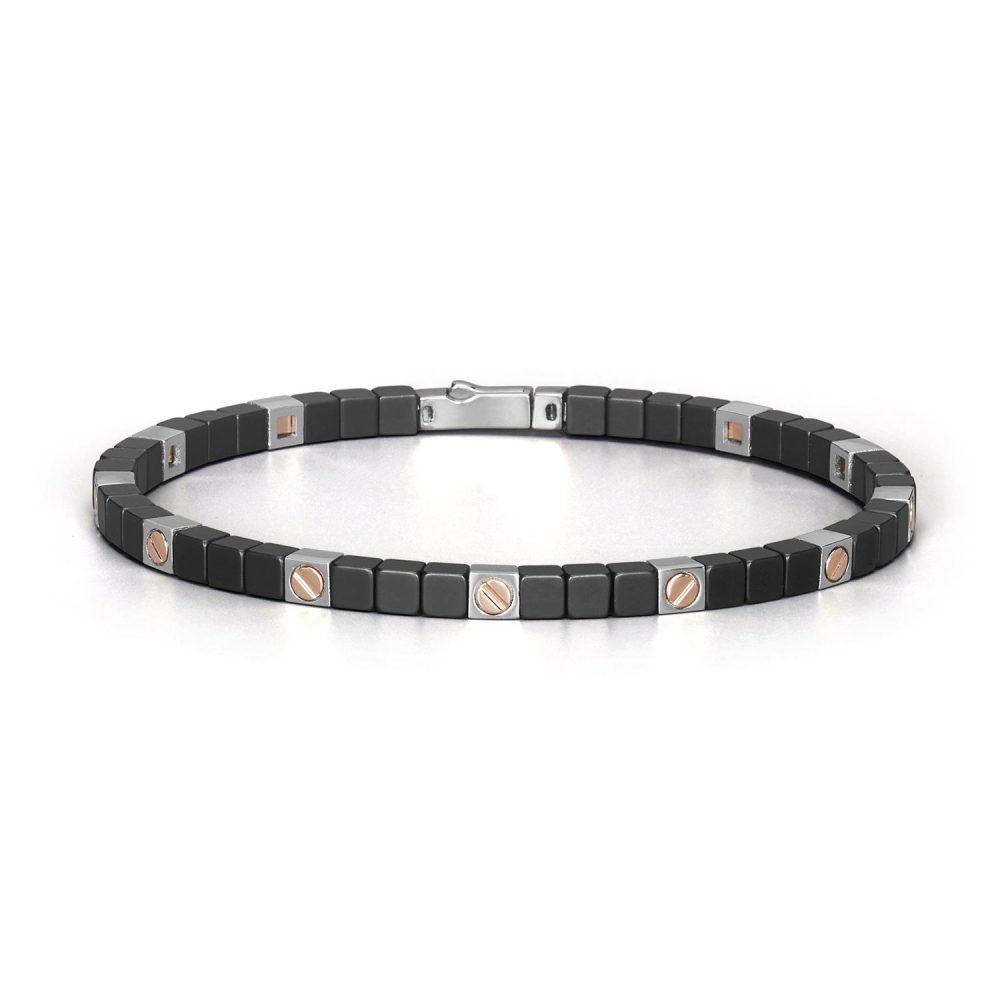 Cyborg Ceramic Bracelet in 18k Rose Gold with Stainless Steel and Black Ceramic