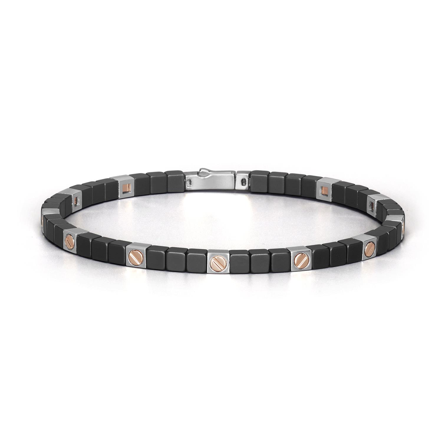 Cyborg Ceramic Bracelet in 18k Rose Gold with Stainless Steel and Black Ceramic
