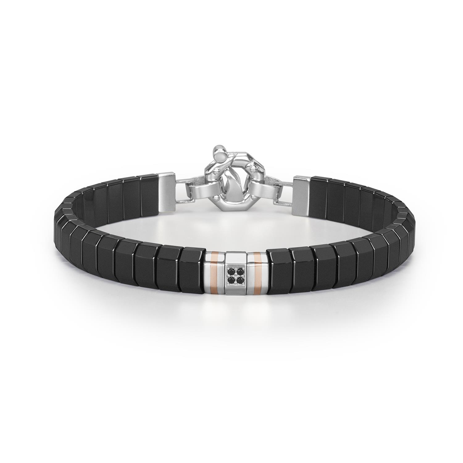 Cyborg Ceramic Bracelet in 18k Rose Gold with Stainless Steel, Titanium, Black Ceramic and Diamonds