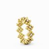 Ring Multi Size Flower, Middle 2 Points In 18K Yellow Gold With Diamonds