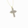Cross Multi Size, 3 Rows,Full 2 Points in 18K Yellow Gold With Diamonds Cross Multi Size, 3 Rows,Full 2 Points in 18K Yellow Gold With Diamonds