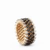 Ring Multi Size, 5 Rows, Full 2 Points In 18K Rose Gold With White And Black Diamonds
