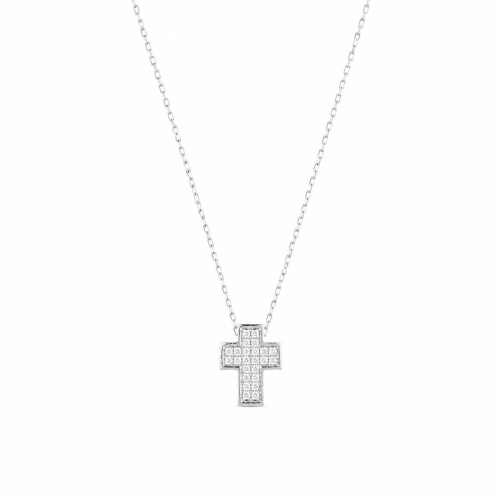 Cross in 925 Silver with Zircon 45cm