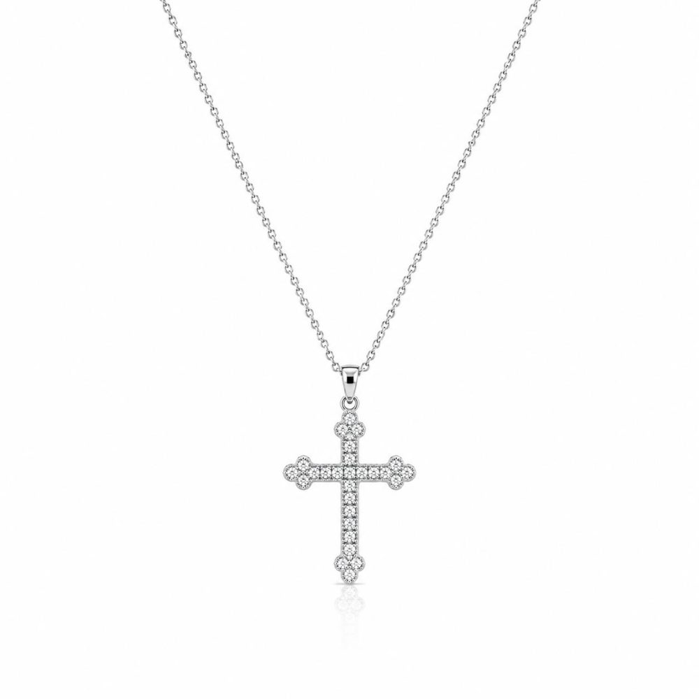 Ulysses Silver Cross in 925 Silver with Zircon 45cm