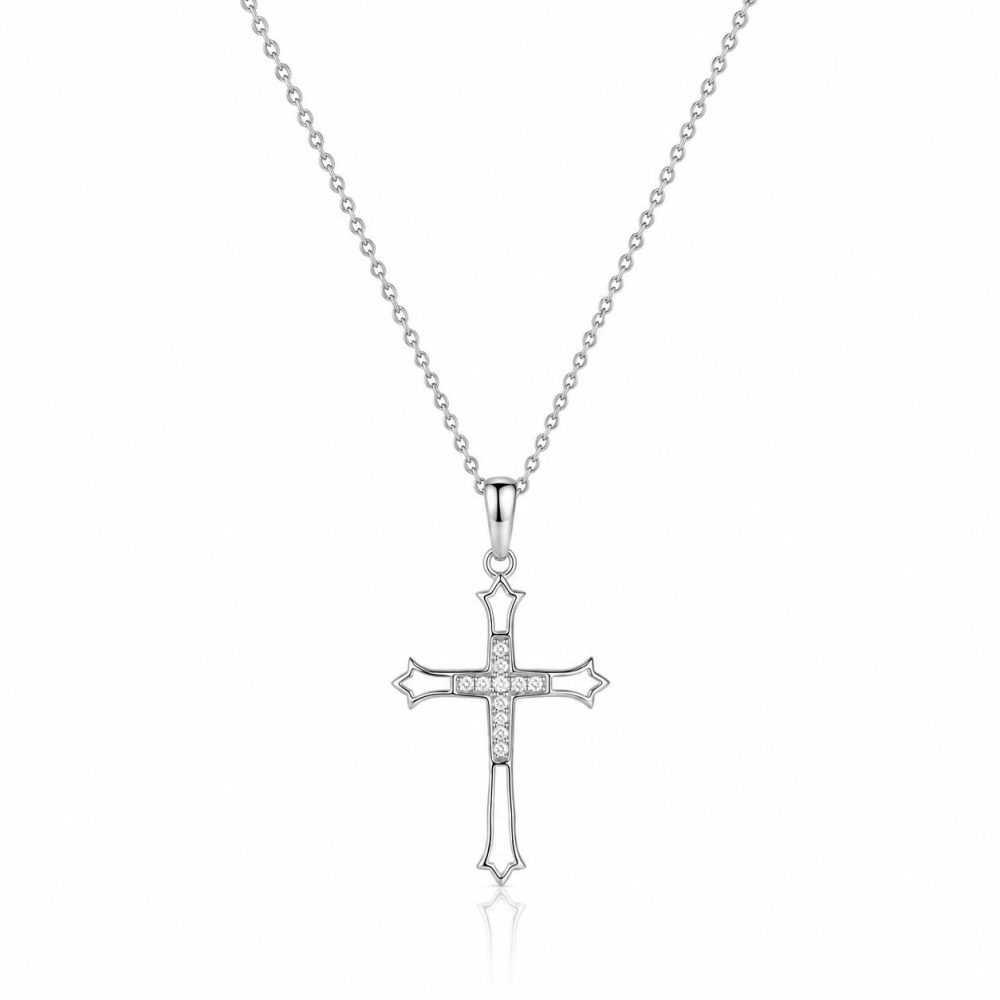Ulysses Silver Cross in 925 Silver with Zircon 45cm