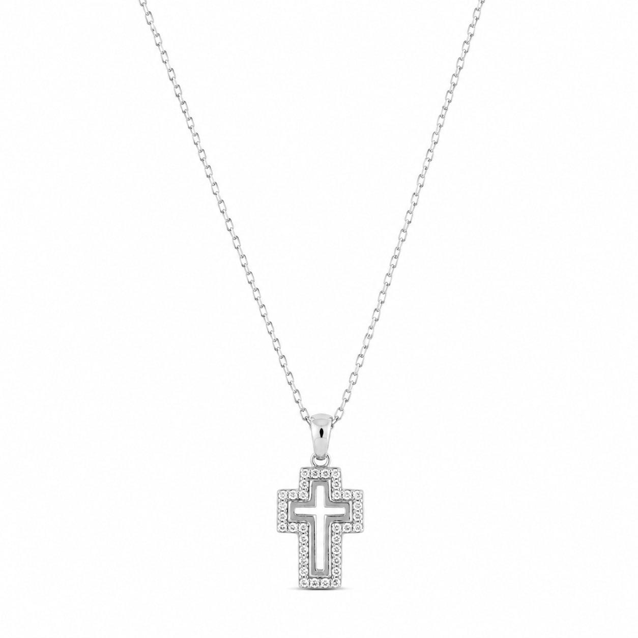 Cross in 925 Silver with Zircon 45cm Cross in 925 Silver with Zircon 45cm