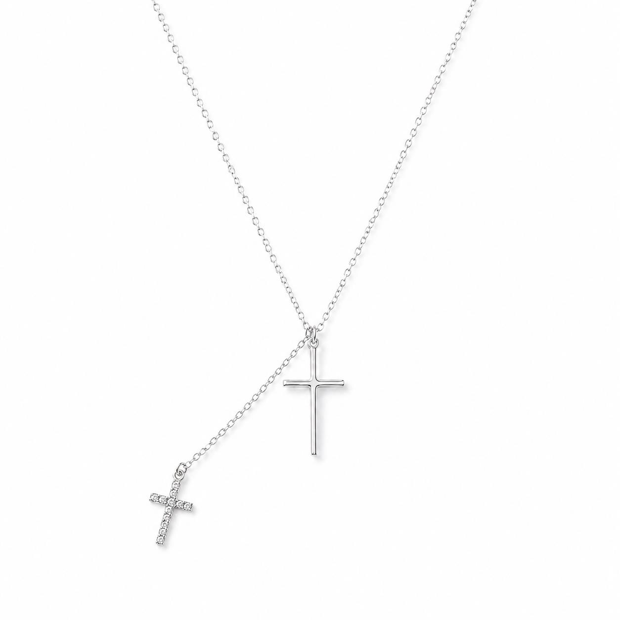 Cross in 925 Silver with Zircon 50cm Cross in 925 Silver with Zircon 50cm