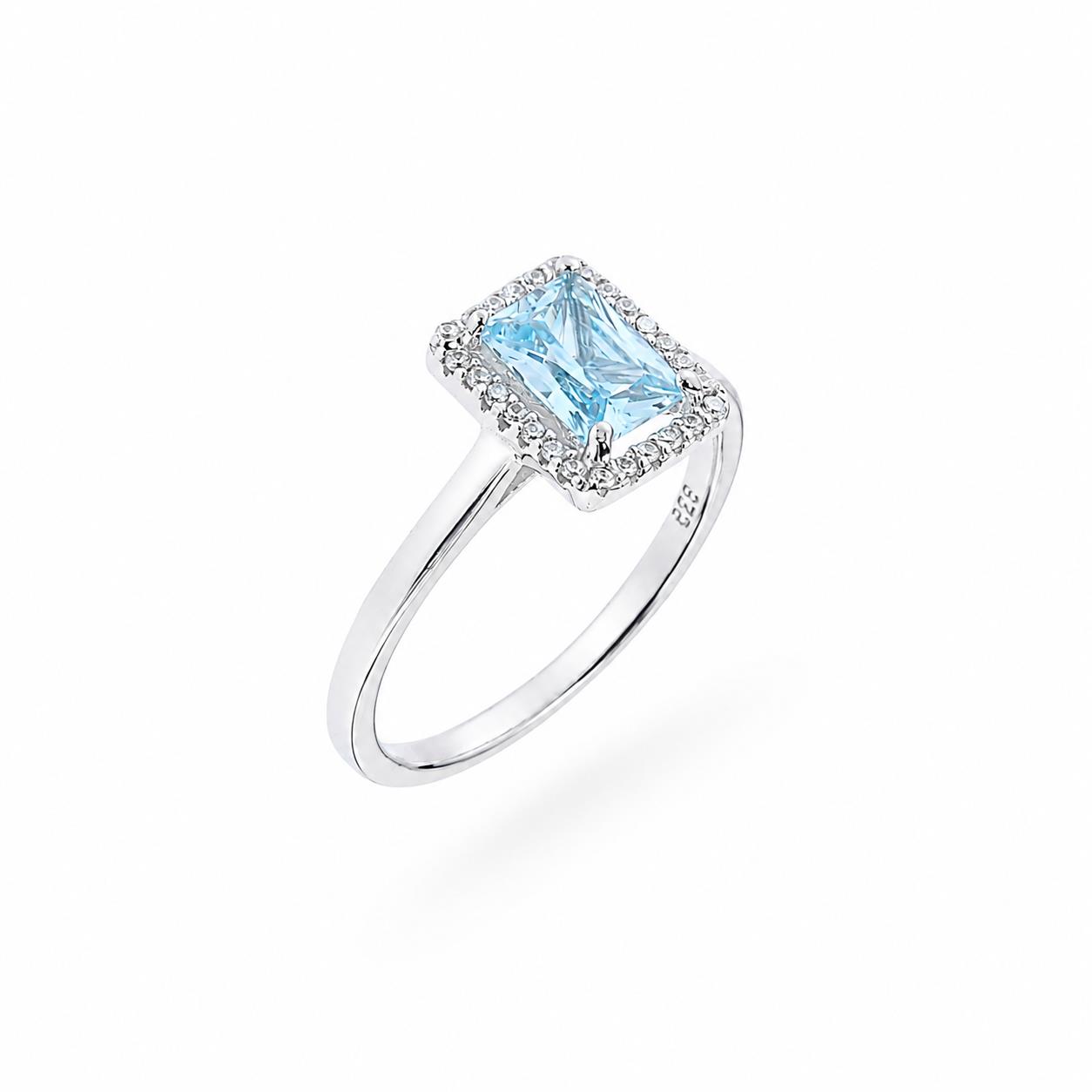 Ring in Silver 925 with White and Light Blue Zircon 15mm
