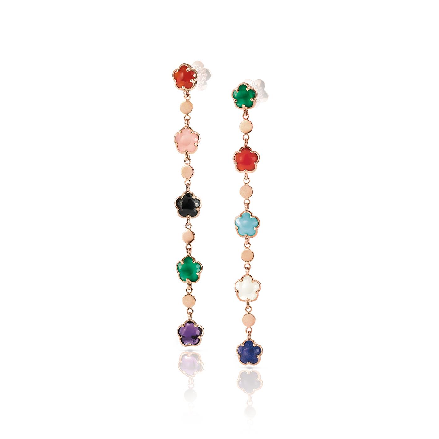 Figlia dei Fiori Earrings in 18k RG with Agate, Carnelian, Onyx, Moonstone, Chalcedony, Amethyst, Lapis Lazuli and Turquoise Figlia dei Fiori Earrings in 18k RG with Agate, Carnelian, Onyx, Moonstone, Chalcedony, Amethyst, Lapis Lazuli and Turquoise