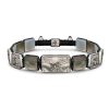 Jesus Christ Crucified Bracelet in 18K White Gold, White Diamonds and Black Mother of Pearl