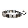 Jesus Christ Crucified Bracelet in 18K White Gold, White Diamonds and Black Mother of Pearl