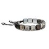 Jesus Christ Crucified Bracelet in 18K White Gold, White Diamonds and Black Mother of Pearl