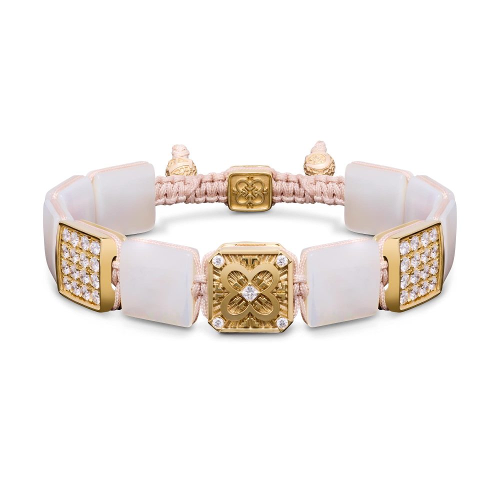 Zωphora Bracelet In 18K Rose Gold,Square Mother Of Pearl And Diamonds