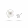 серьги из серебра 925 пробы с жемчугом и цирконом 14mm