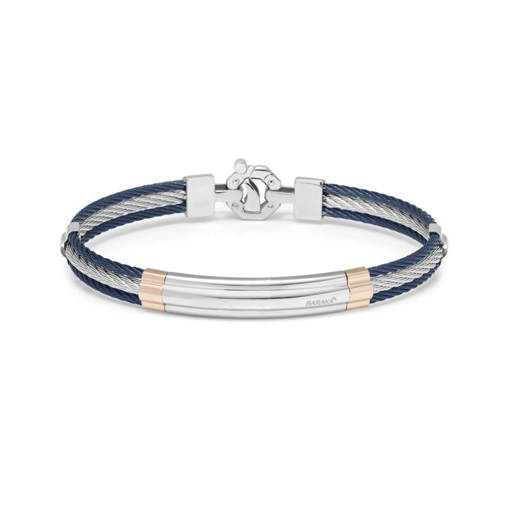 316L Bracelet in 18k Rose Gold with Stainless Steel, Blue PVD and Diamonds