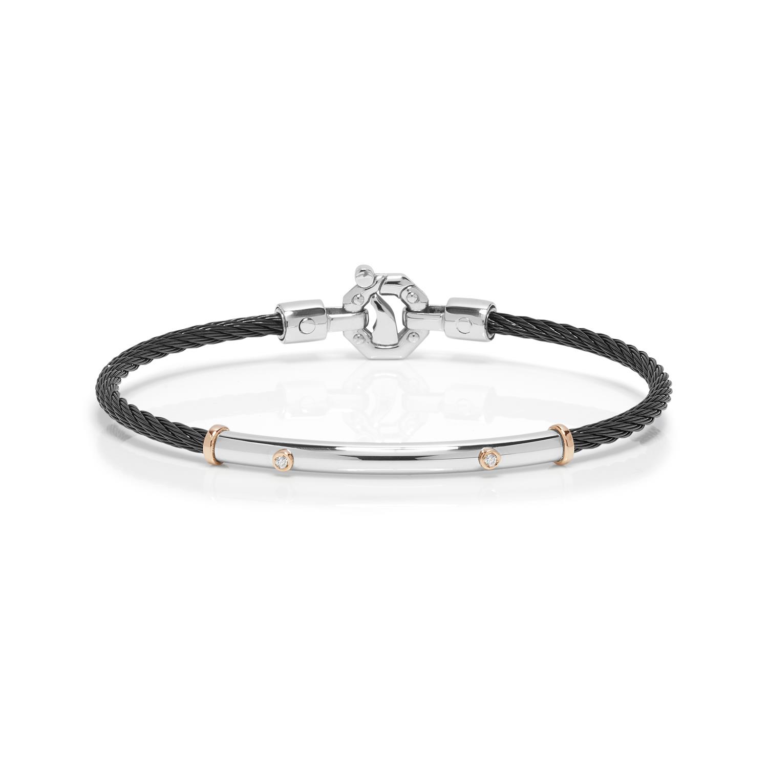 316L Bracelet in 18k Rose Gold with Stainless Steel, Black PVD and Diamonds 316L Bracelet in 18k Rose Gold with Stainless Steel, Black PVD and Diamonds