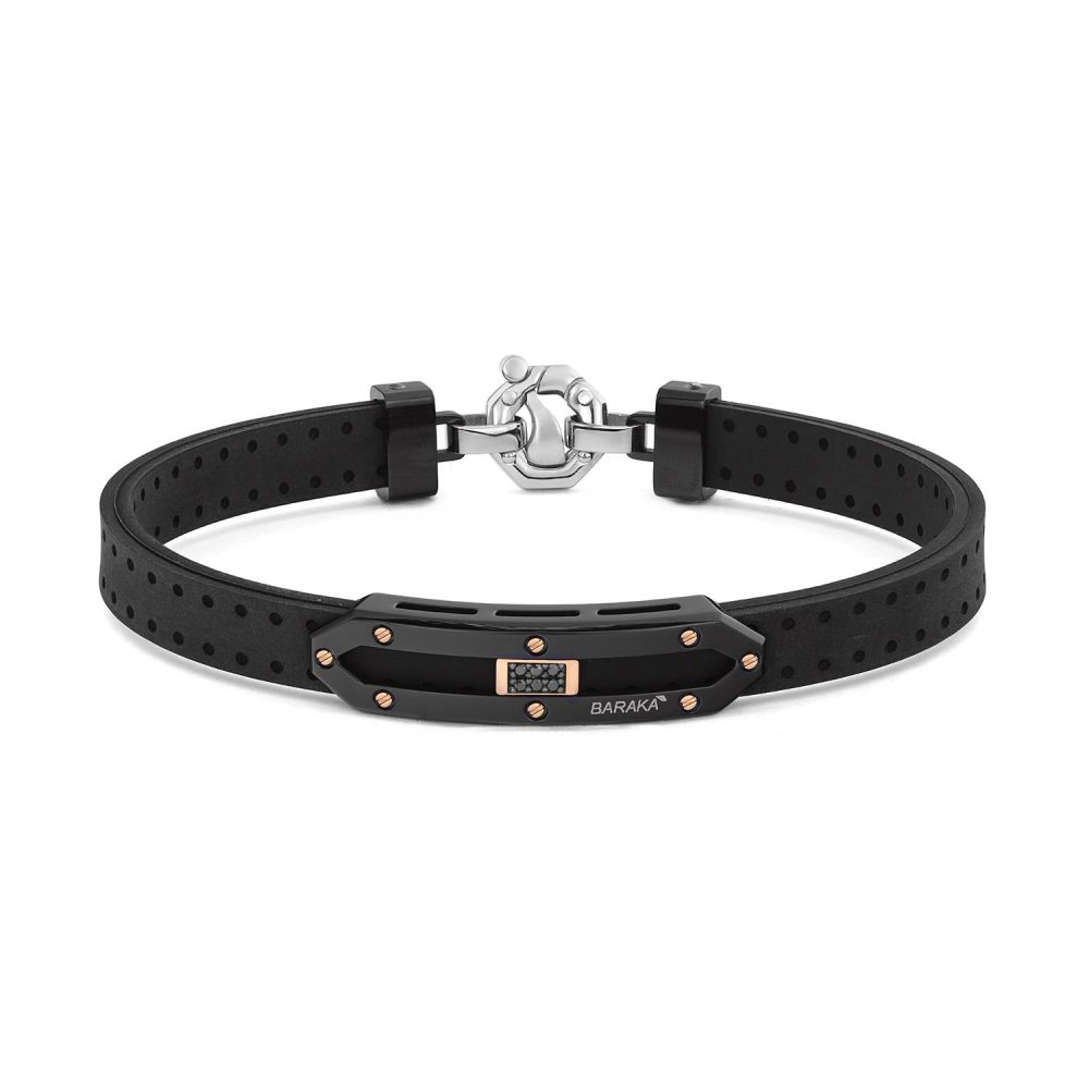 Vortex Bracelet in 18k Rose Gold with Stainless Steel, Black PVD, Rubber and Diamonds