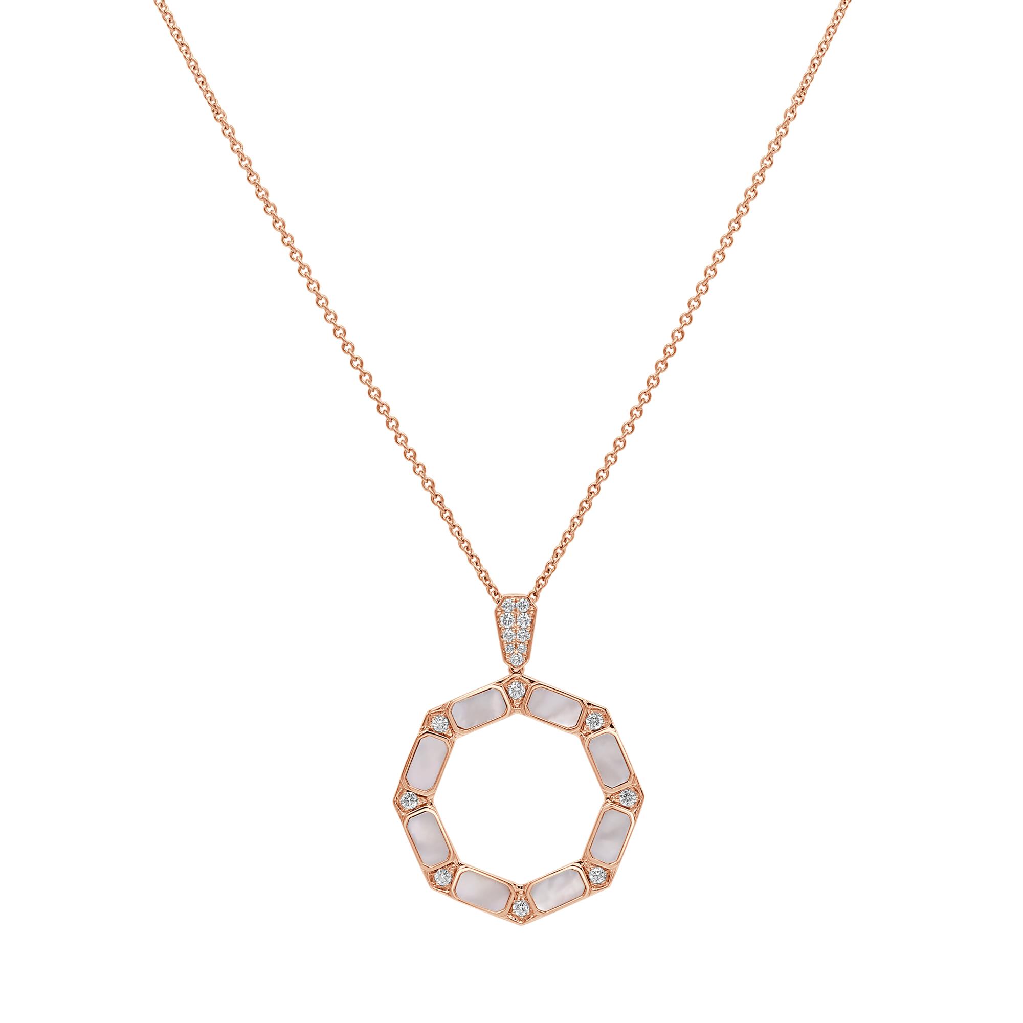 Necklace in 18K Rose Gold with Diamonds and Mother-of-Pearl Necklace in 18K Rose Gold with Diamonds and Mother-of-Pearl