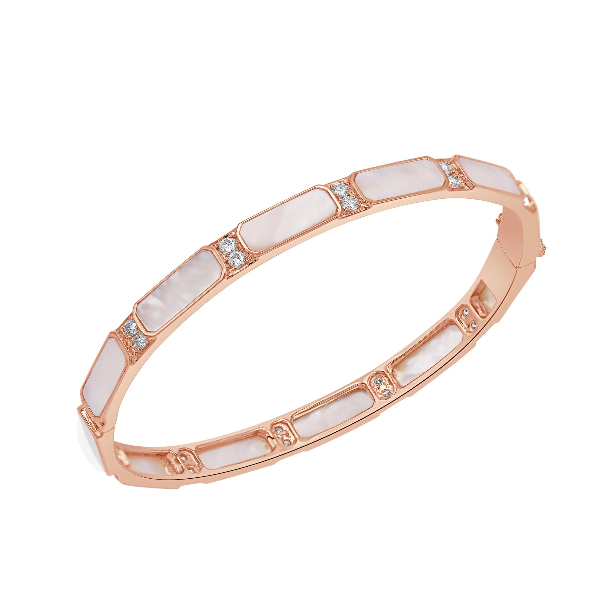 Bracelet in 18K Rose Gold with Diamonds and Mother of Pearl Bracelet in 18K Rose Gold with Diamonds and Mother of Pearl
