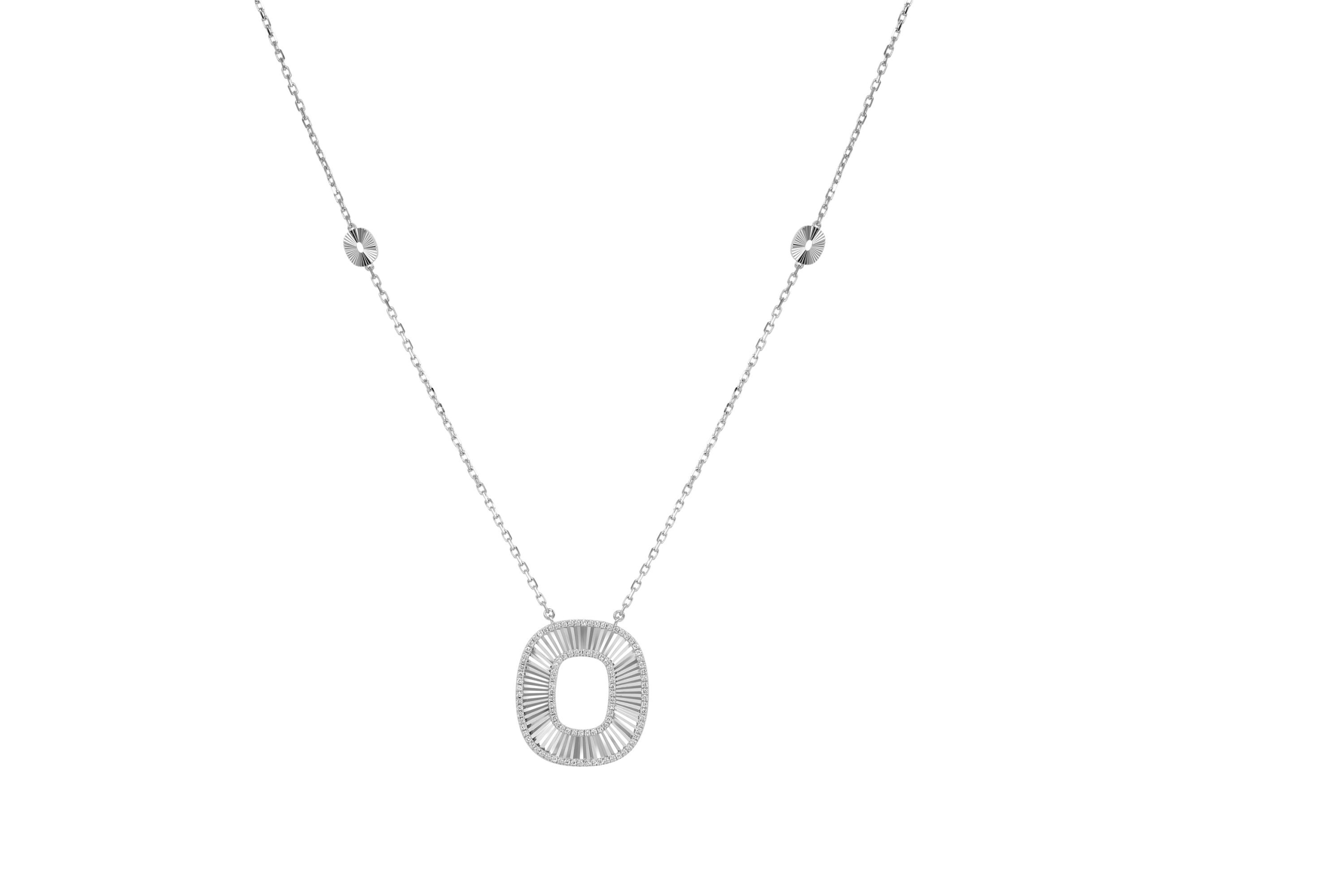 Lumiere Fluted Necklace in 18K White Gold with Diamonds