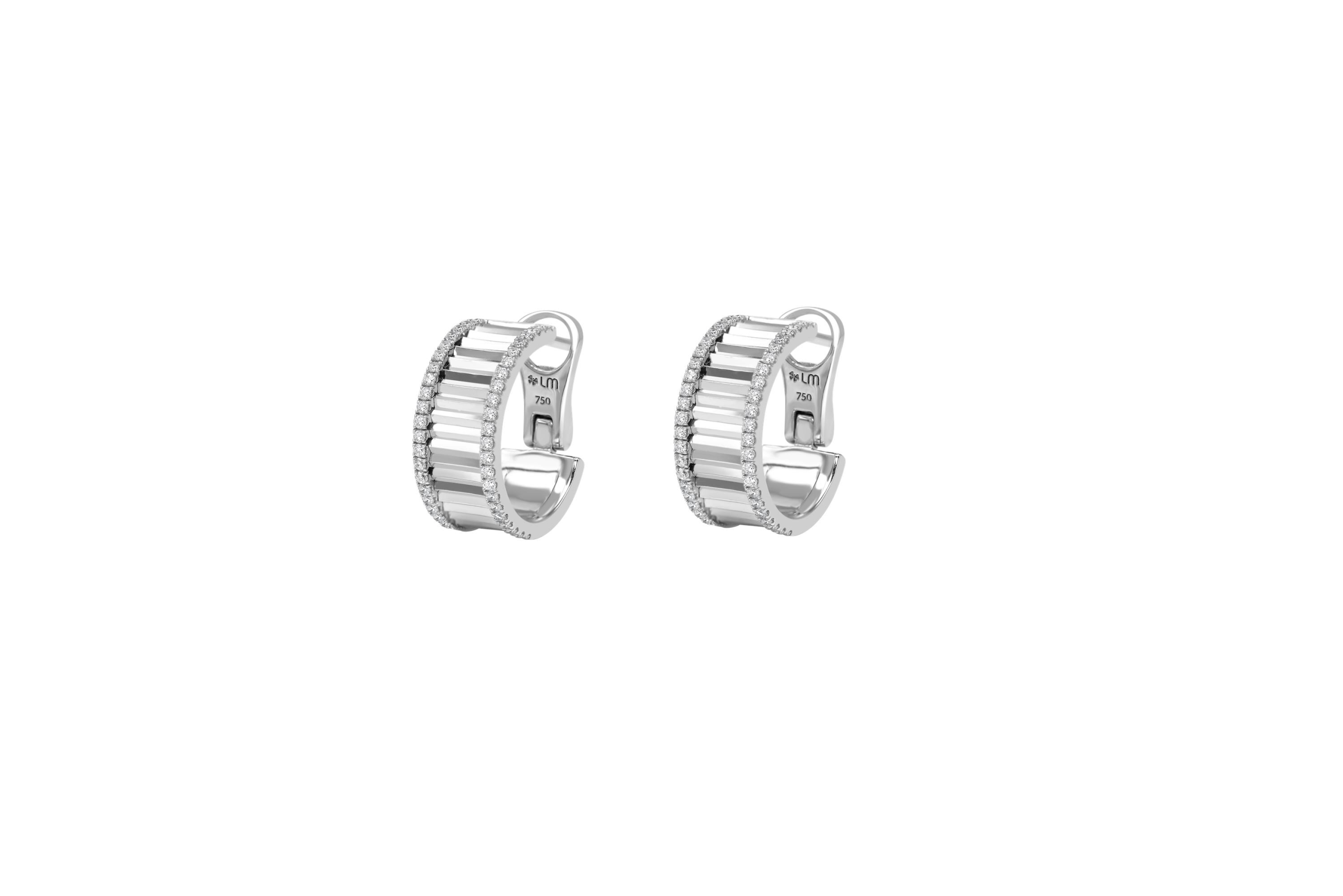 Lumiere Fluted Earrings in 18K White Gold with Diamonds