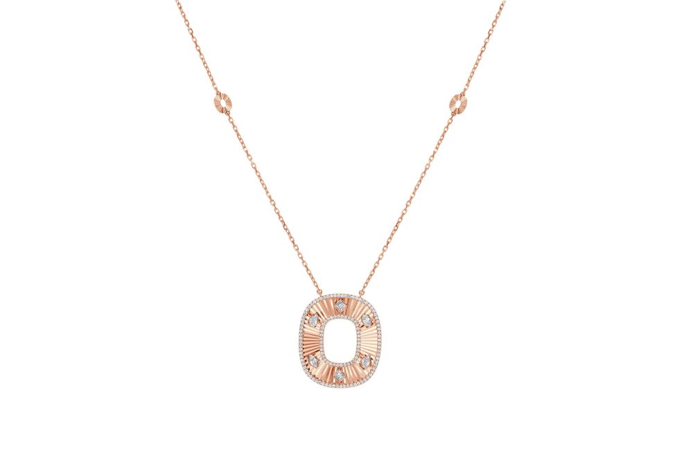 Lumiere Fluted Necklace in 18K Rose Gold with Diamonds