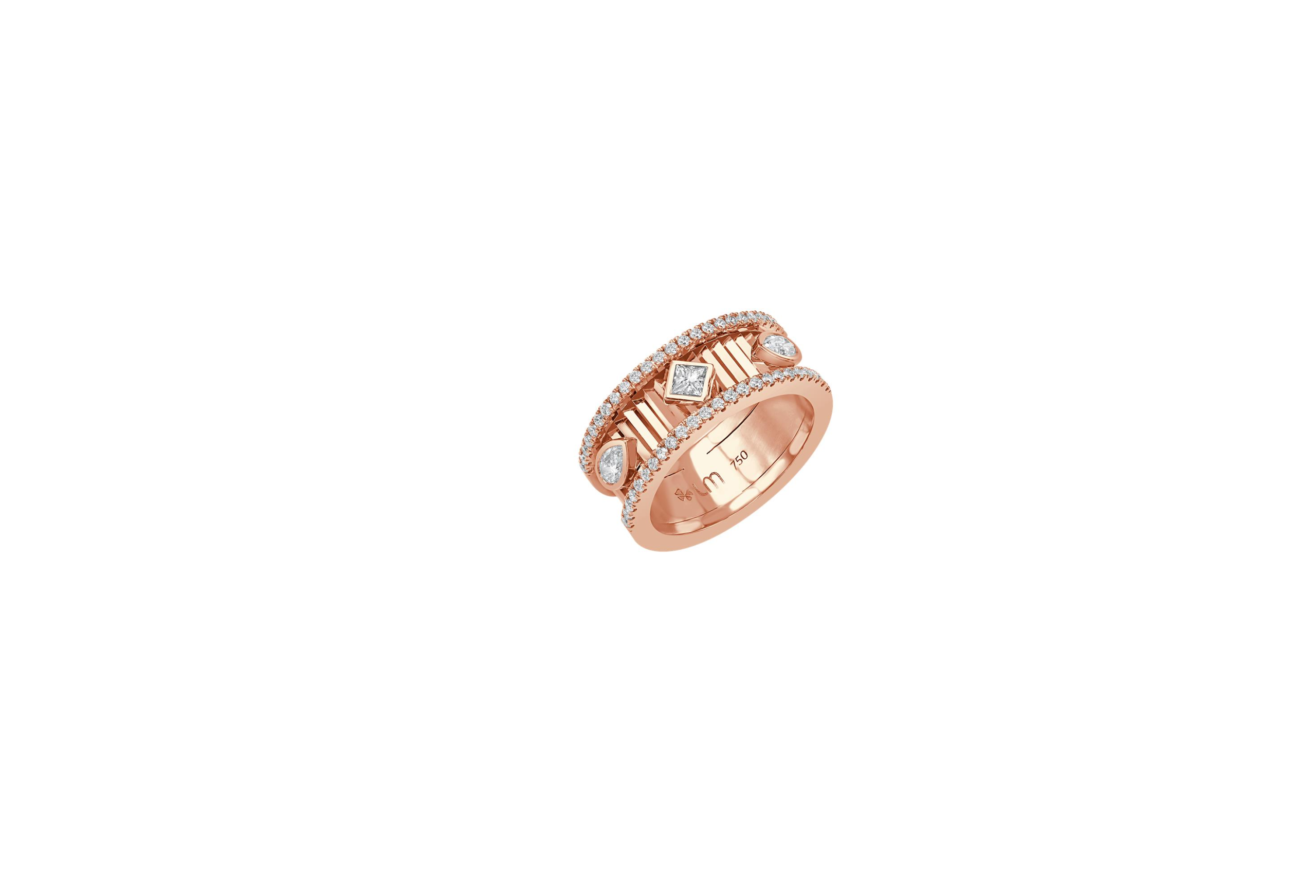 Lumiere Fluted Ring in 18K Rose Gold with Diamonds