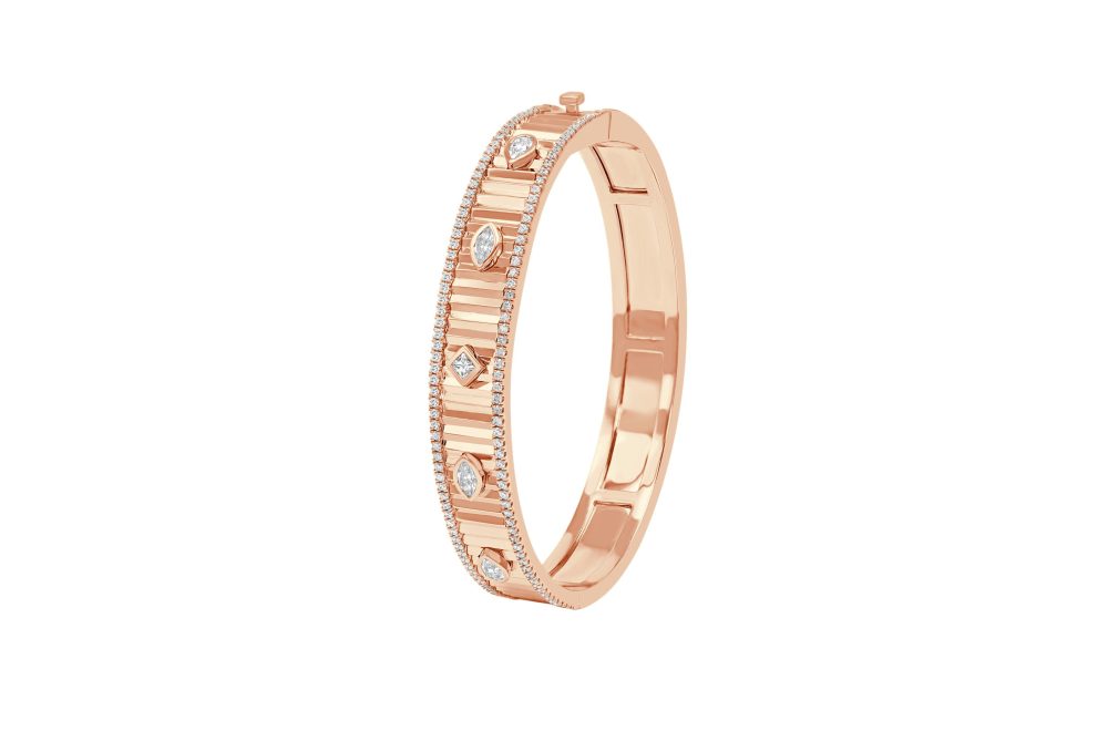 Lumiere Fluted Bracelet in 18K Rose Gold with Diamonds