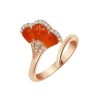 Gingko Ring in 18K Rose Gold with Carnelian and Diamonds Gingko Ring in 18K Rose Gold with Carnelian and Diamonds